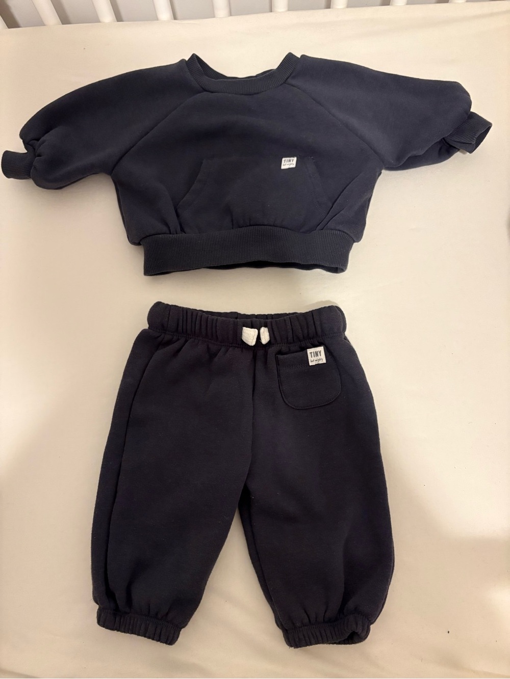Marks & Spencer Cotton Blend Fleece Lined Tracksuit in charcoal, size 0-3M
